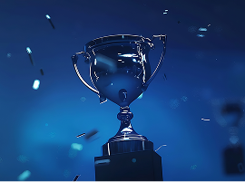 trophy-confetti-falling-down-blue-background